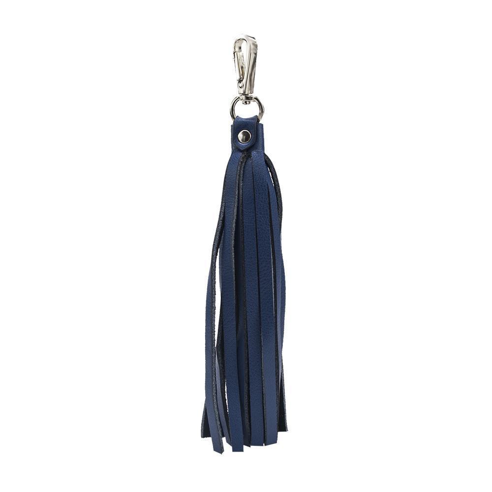 ClaudiaG - Fringe Power Leather Bag Charm-Sapphire/Silver - 1 COLOR -