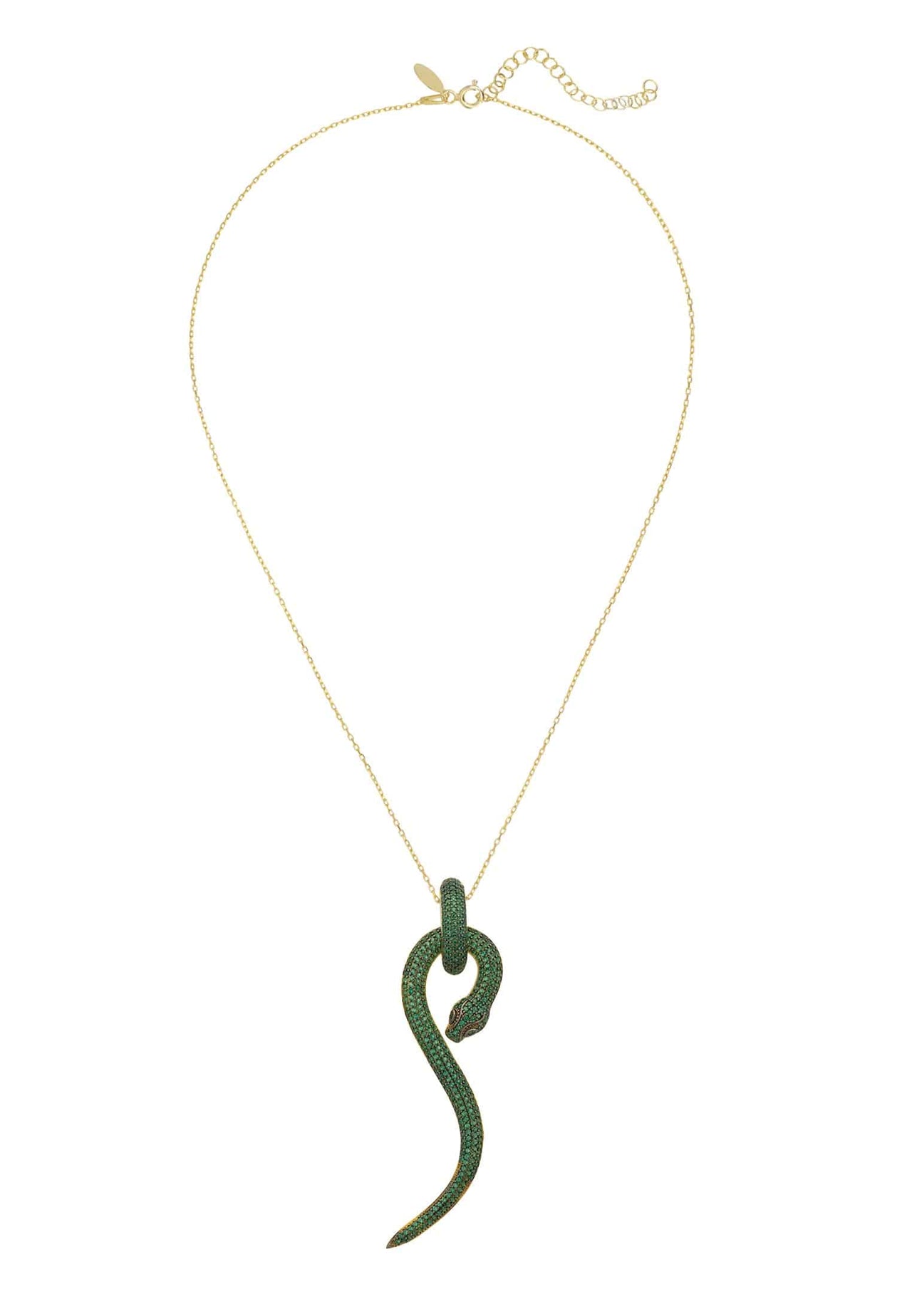 LATELITA - Anaconda Snake Pendant Necklace Gold Emerald -