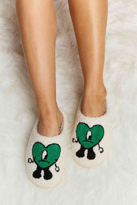 Thumbnail for Melody Love Heart Print Plush Slippers - T - 2 COLORS -