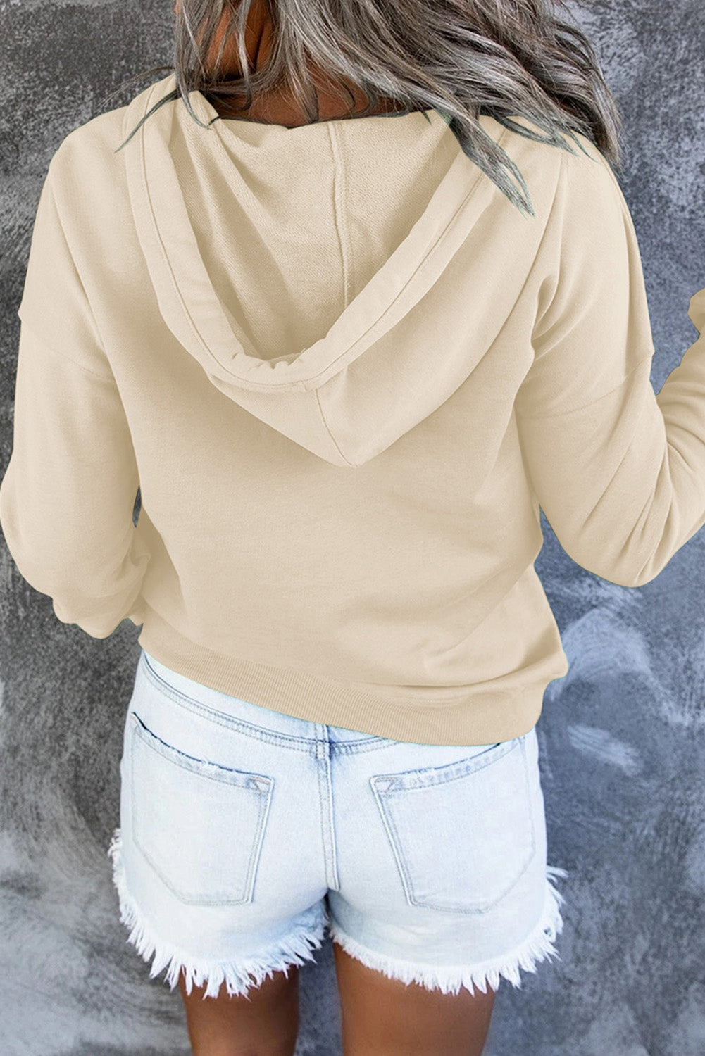 Dropped Shoulder Long Sleeve Hoodie with Pocket - T - 9 COLORS -