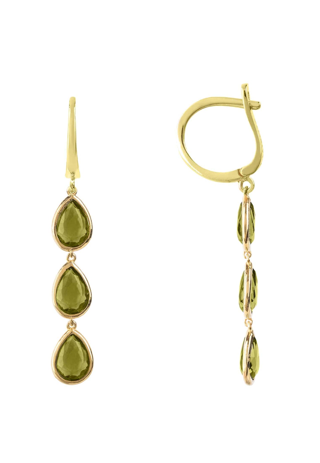 LATELITA - Sorrento Triple Drop Earrings Gold Peridot -