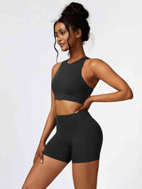 Thumbnail for Cutout Cropped Sport Tank and Shorts Set - 2 PCS. - T - 5 COLORS -