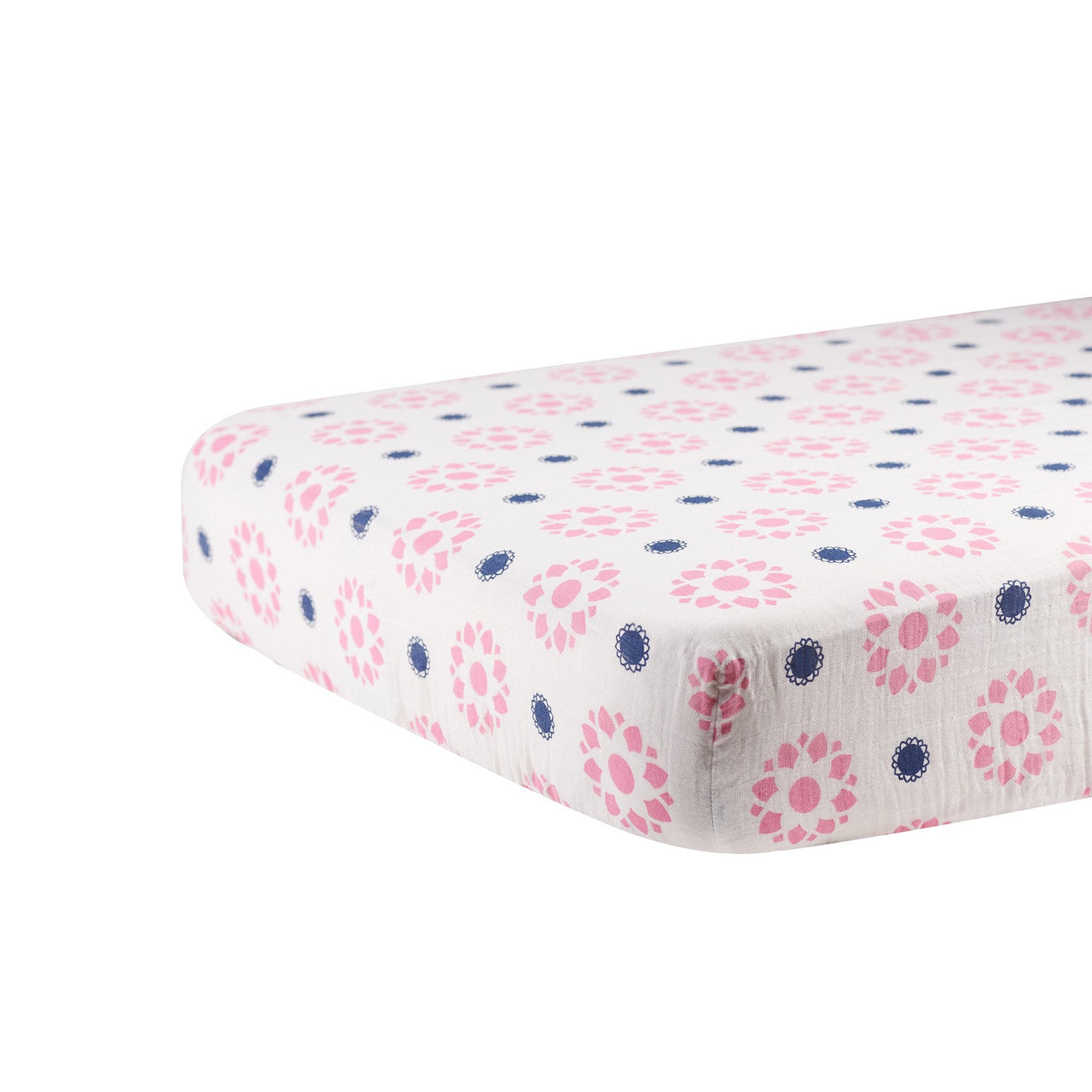 Newcastle - Primrose Indigo Cotton Muslin Crib Sheet -