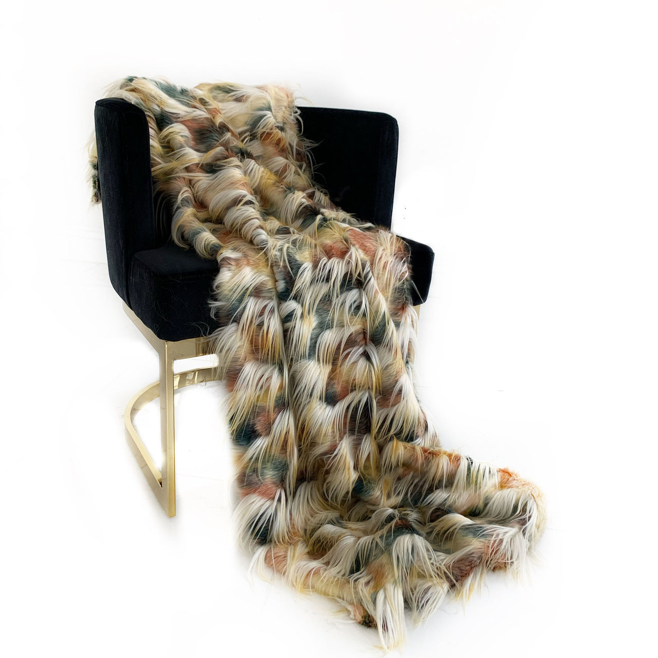 Plutus Multi-Color  Fancy Feather Faux Fur Luxury Throw Blanket - 14 SIZES -