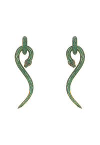 Thumbnail for LATELITA - Anaconda Snake Drop Earrings Gold Emerald -