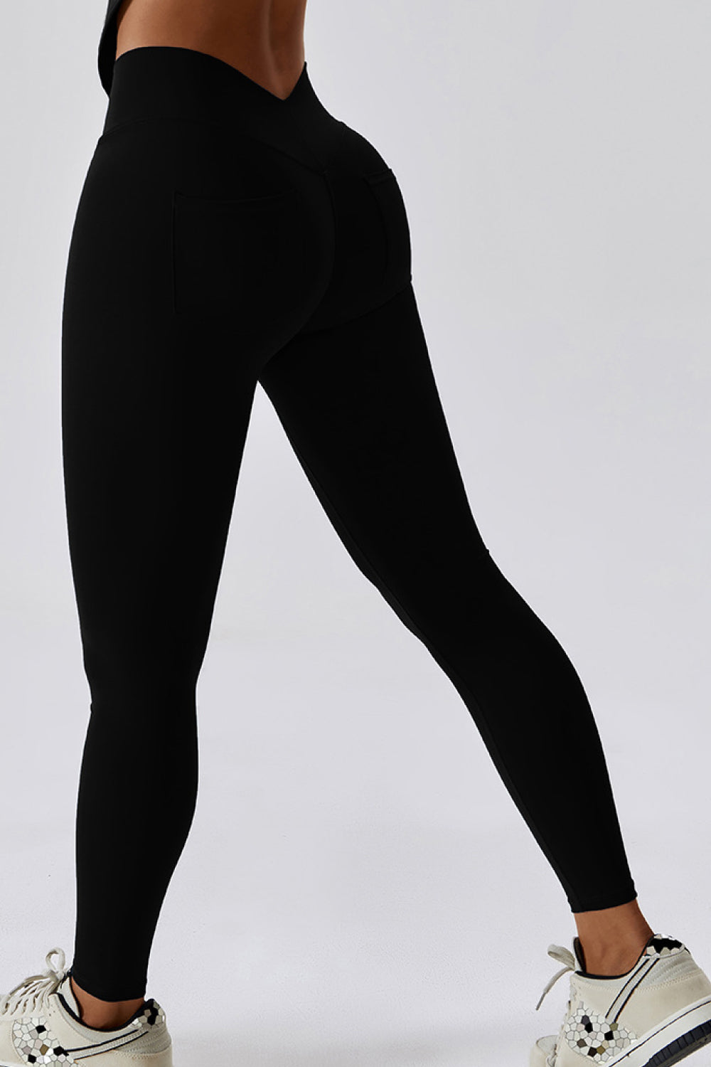 Wide Waistband Slim Fit Back Pocket Sports Leggings - T - 5 COLORS -