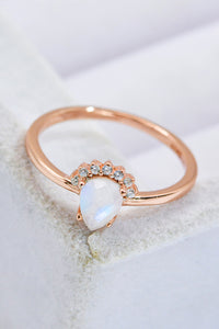 Thumbnail for 18K Rose Gold-Plated Pear Shape Natural Moonstone Ring - T - SIZES 6 THRU 9 - 1 FINISH -