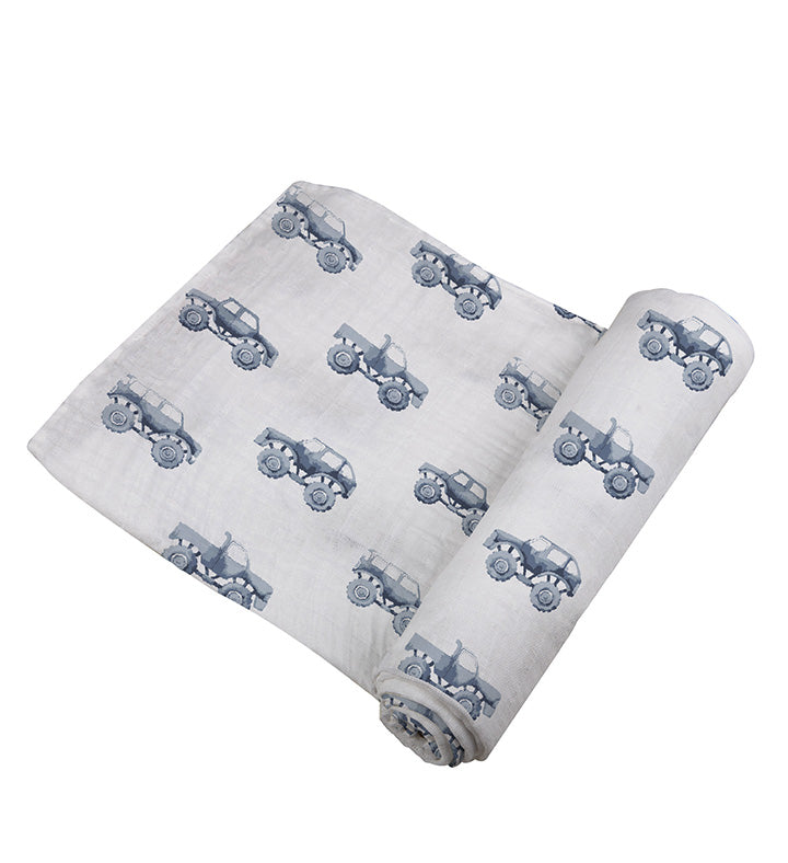 Newcastle - Indigo Monster Trucks Cotton Swaddle -