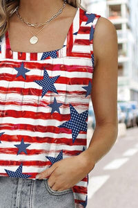 Thumbnail for Star Striped Square Neck Tank - T - 1 COLOR -