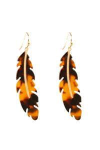 Thumbnail for Riah Fashion - Acetate Metal Feather Fish Hook Earrings - 2 COLORS -