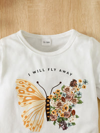 Thumbnail for I Will FLY AWAY Butterfly Graphic Tee and Floral Print Flare Pants set - 2 PCS - T - 1 COLOR --