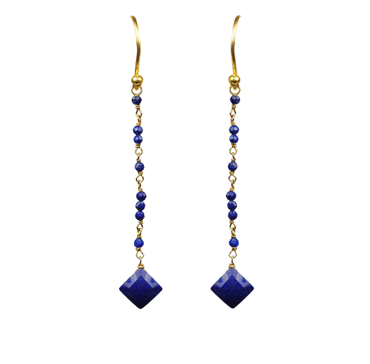 Gena Myint - Lapis Lazuli Linear Vermeil Earrings -