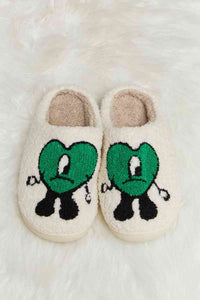 Thumbnail for Melody Love Heart Print Plush Slippers - T - 2 COLORS -