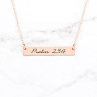 Thumbnail for Psalm 23:4 Necklace - Sterling Silver Bar Necklace -