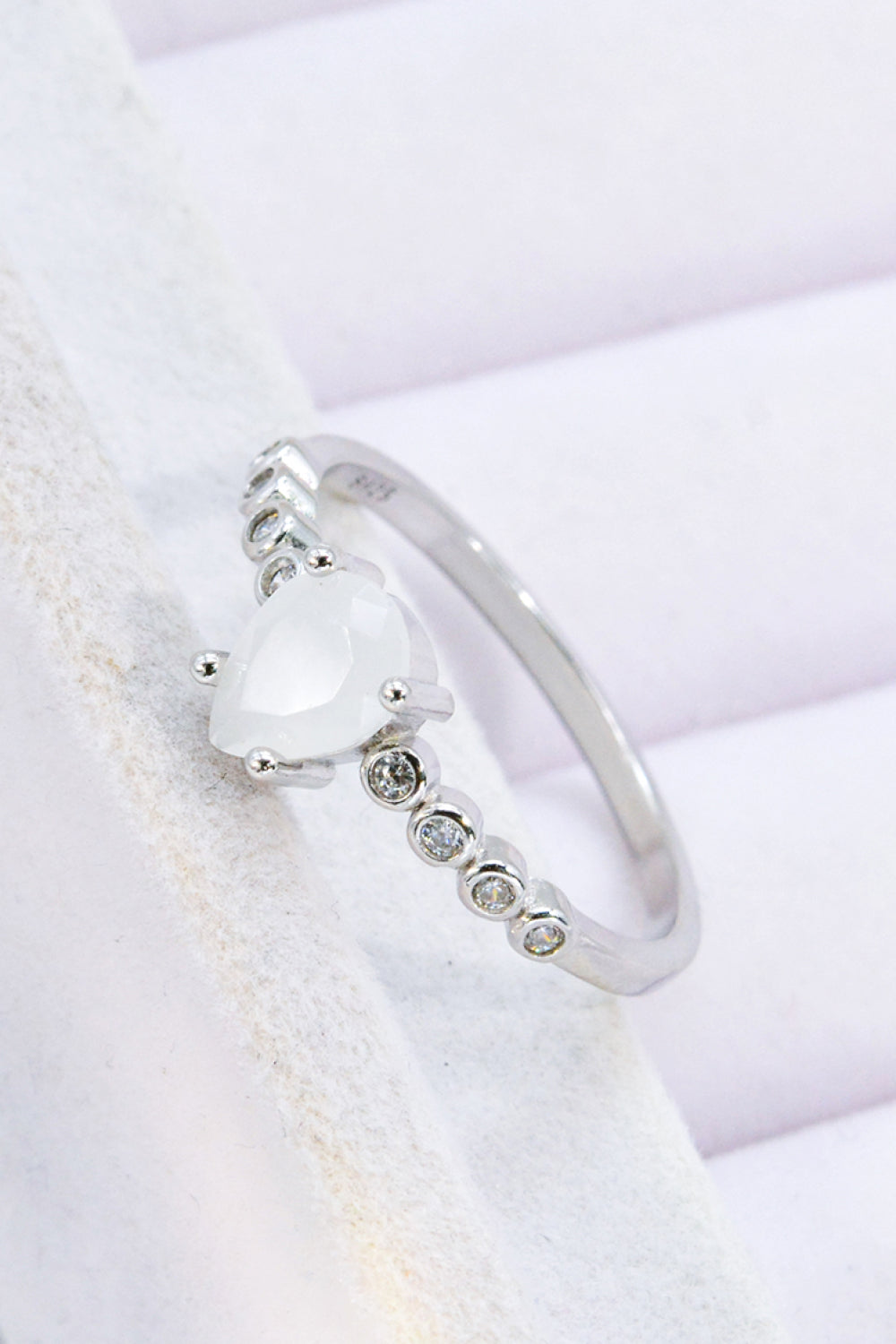 Teardrop Natural Moonstone Ring - T - SIZES 6 THRU 9 - 1 FINISH -