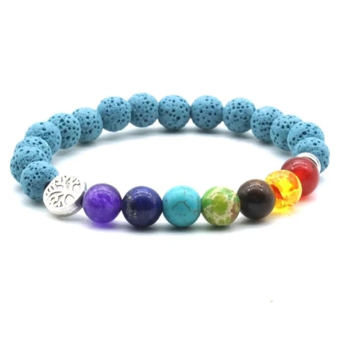 Lava Stone Chakra Blue Bracelet -