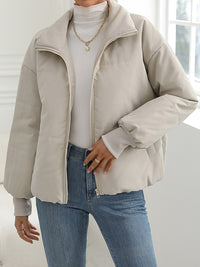 Thumbnail for Zip-Up Drop Shoulder Puff Jacket - T - 1 COLOR -