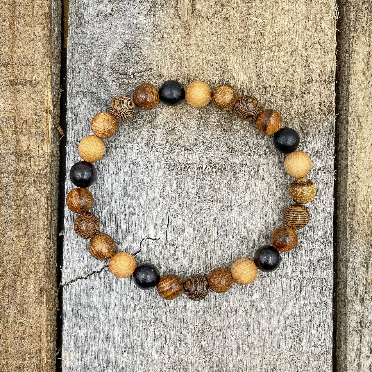 Union - All Mixed Up Brown Wood Mala Beaded Bracelet -