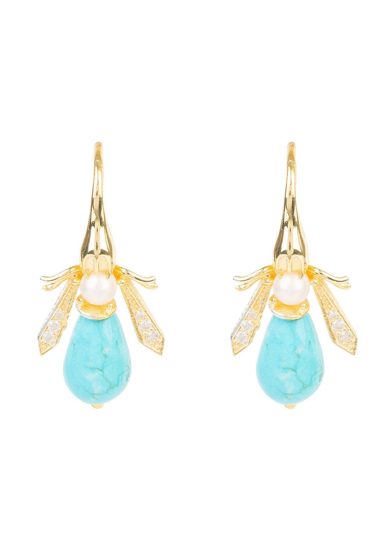 LATELITA - Turquoise Honey Bee Earrings Gold -