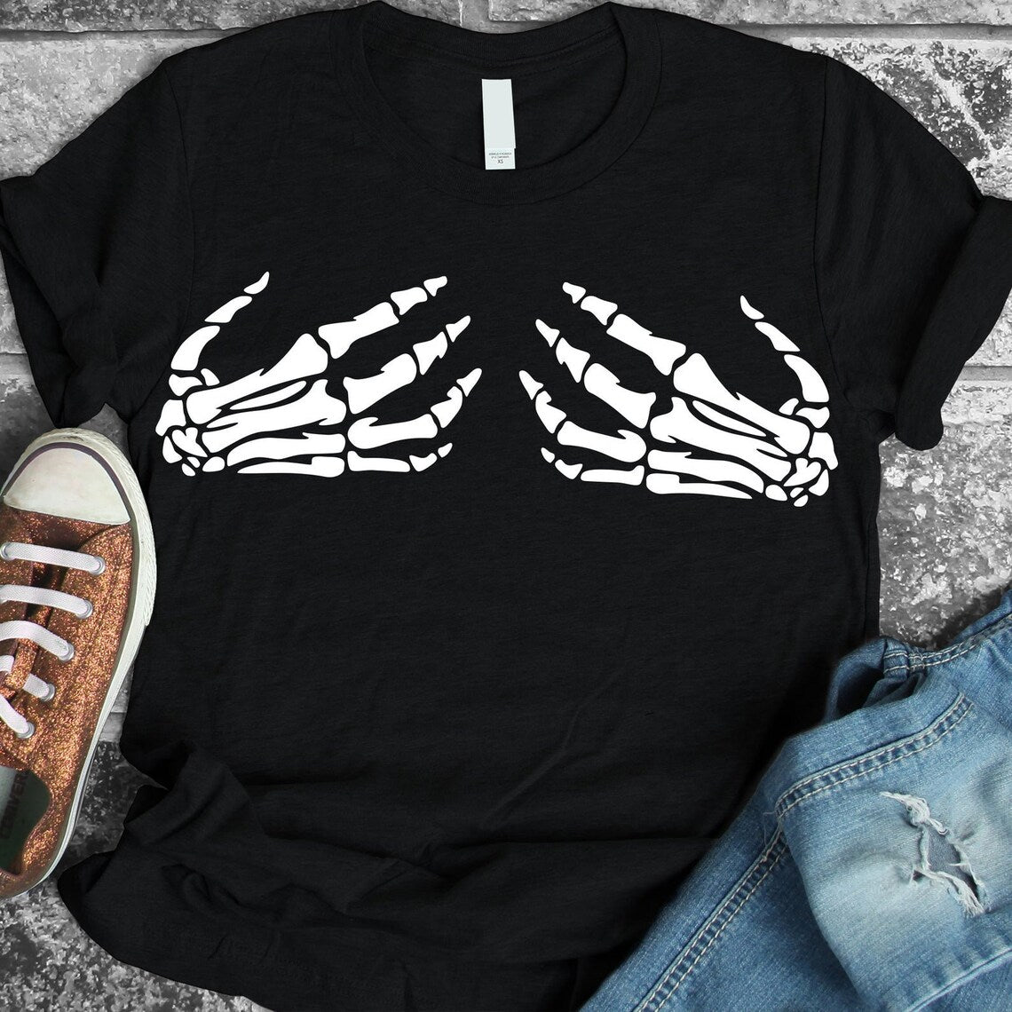 Skeleton Hands Halloween T-Shirt - 1 COLOR -