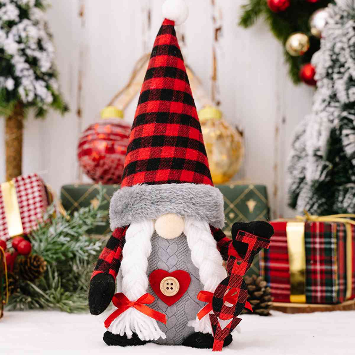 Plaid Pointed Hat Christmas Gnomes - 12.2" - - [5-10 DAY DELIVERY] - T - 2 TYPES -