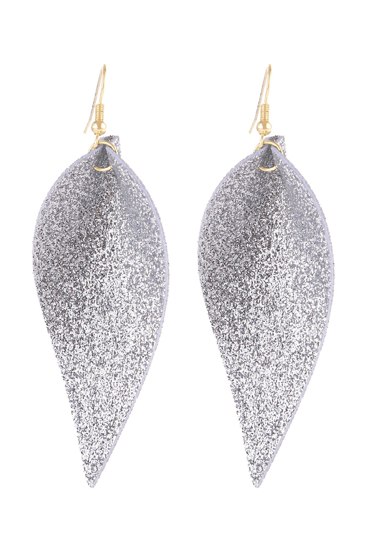 Pinched Glittery Leather Drop Earring - 3 COLORS -