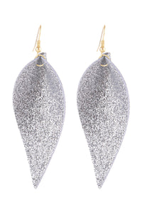 Thumbnail for Pinched Glittery Leather Drop Earring - 3 COLORS -