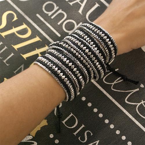 ClaudiaG - Double Looped Bling Bracelet- Midnight Black -