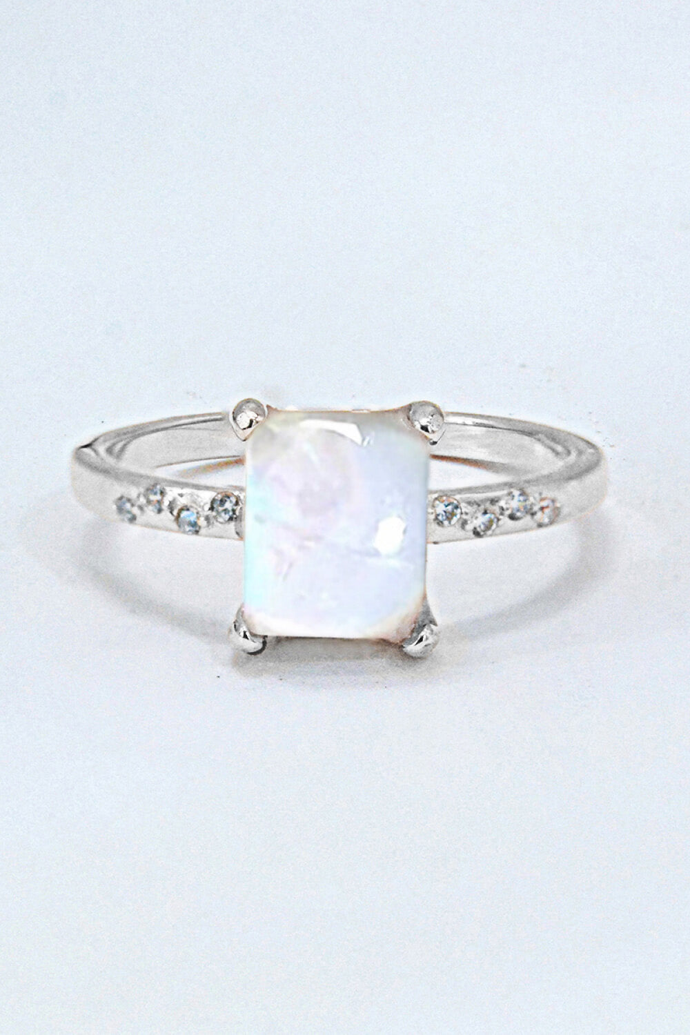 Square Moonstone Ring - T - SIZES 6 THRU 9 - 3 FINISHES -