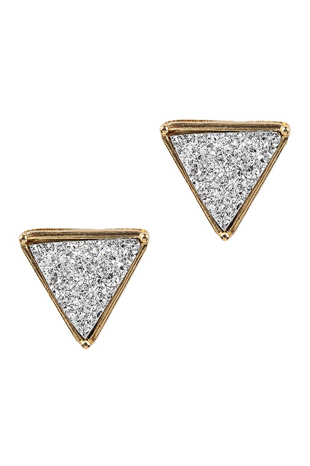 Riah Fashion - Druzy Triangle Post Earrings - 7 COLORS -