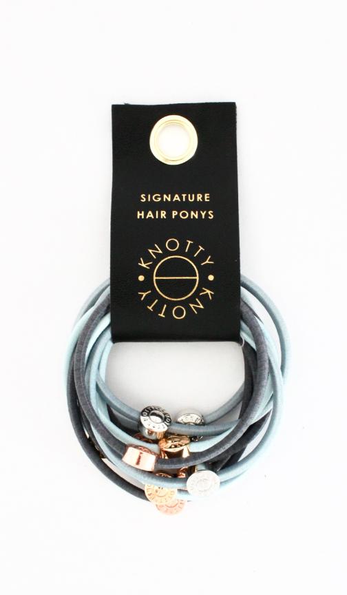 Knotty - Signature Pony Set of 10 designer hair bands | Denim -