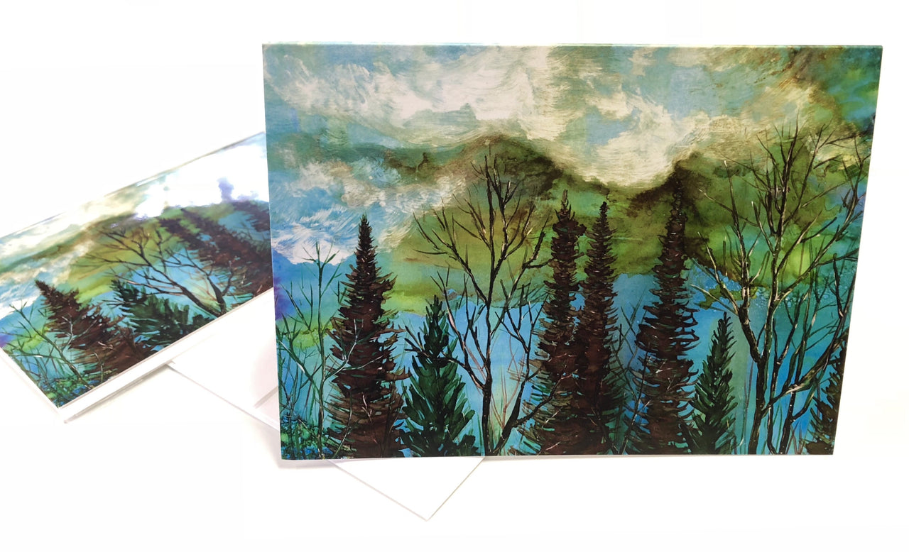 Green Sky Landscape : Greeting Card - 5"X7" - 1 OR SET(6) -