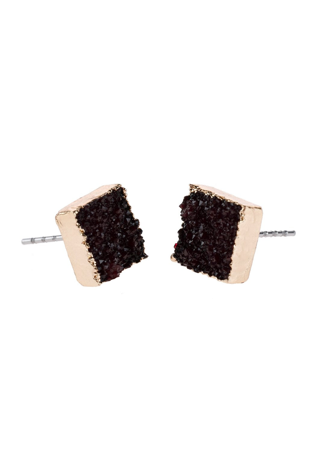 Square Druzy Stone Stud Earrings - 12 COLORS -