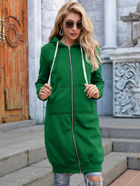 Thumbnail for Full Size Zip-Up Longline Hoodie with Pockets - T - 12 COLORS -