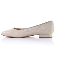 Thumbnail for Classic Leather Square Toe Ballerina - (Light Beige)