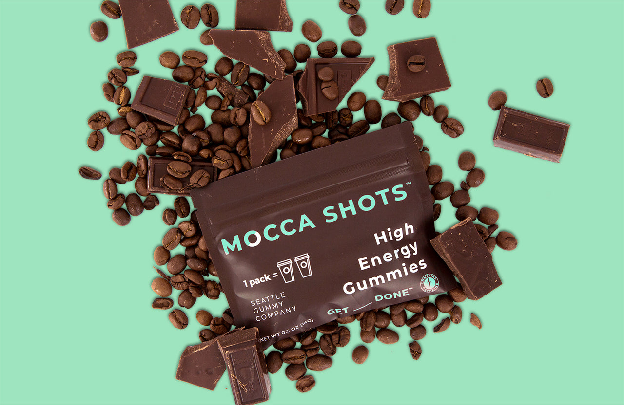 Seattle Gummy Co. - Mocca Shots Energy Gummies with Caffeine | Mint Chocolate (12-Pack box) -