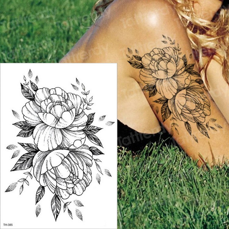 Temporary Tattoos - Black Flower Tattoo Sleeves -Water Transfer Tatoo - Peony Rose Tattoos - Body Art - Girls Arm Tattoos - [8 DAY DELIVERY] - 25 DESIGNS -