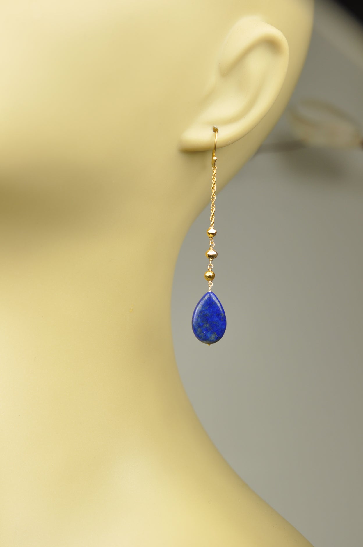 Gena Myint - Lapis Lazuli Linear Drop Earrings -