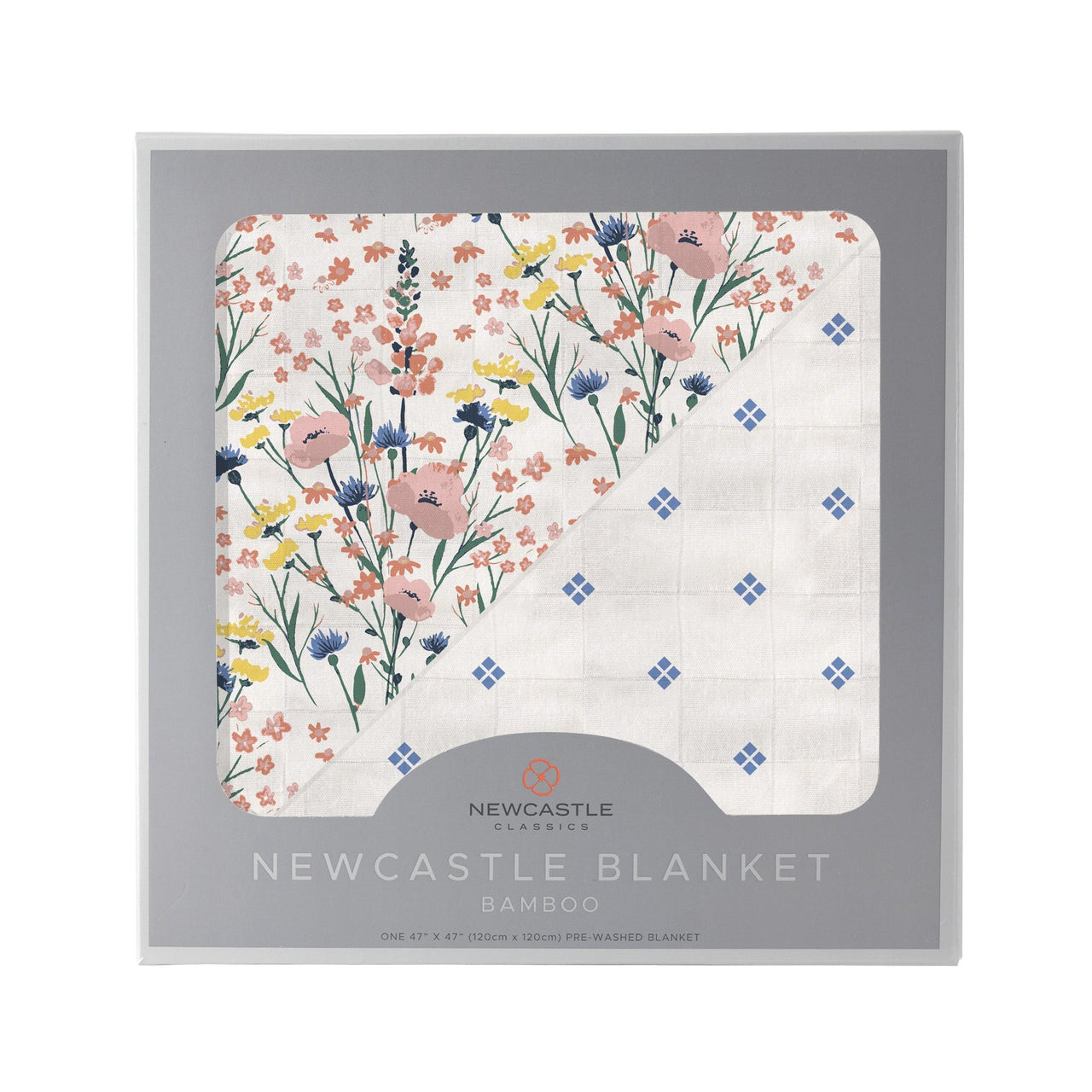 Wildflowers and Periwinkle Diamond Polka Dot Bamboo Newcastle Blanket -