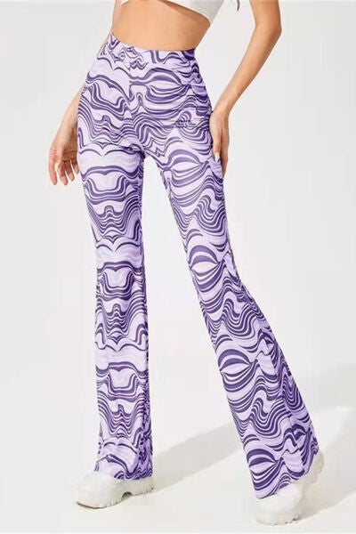 Printed High Waist Flare Pants - T - 7 COLORS -