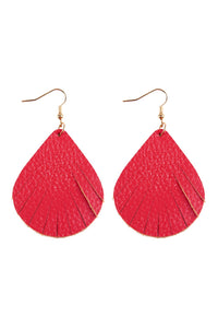 Thumbnail for Fringed Pear Shaped Leather Earrings - 10 COLORS