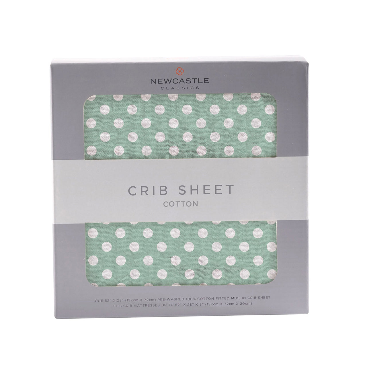 Newcastle - Jade Polka Dot Cotton Muslin Crib Sheet -