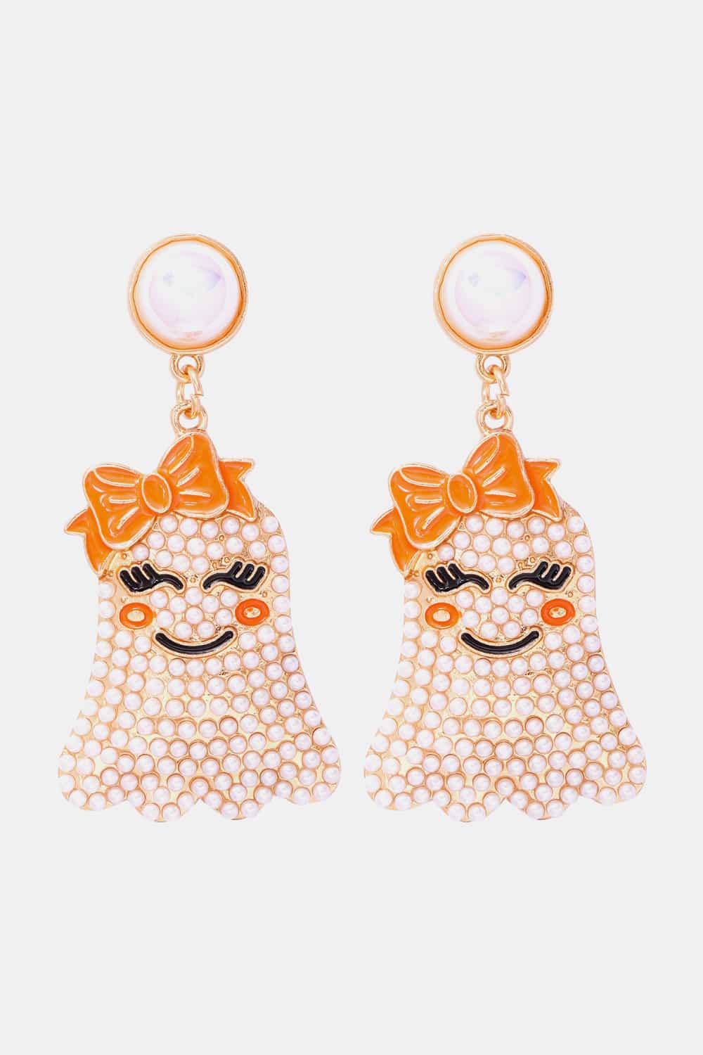 Smiling Ghost Shape Synthetic Pearl Earrings - T - 4 COLORS -