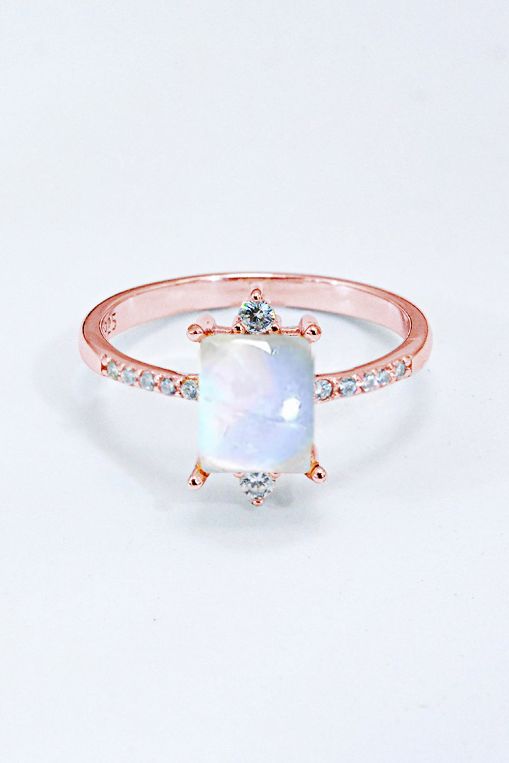 925 Sterling Silver Square Moonstone Ring - T - 2 FINISHES -