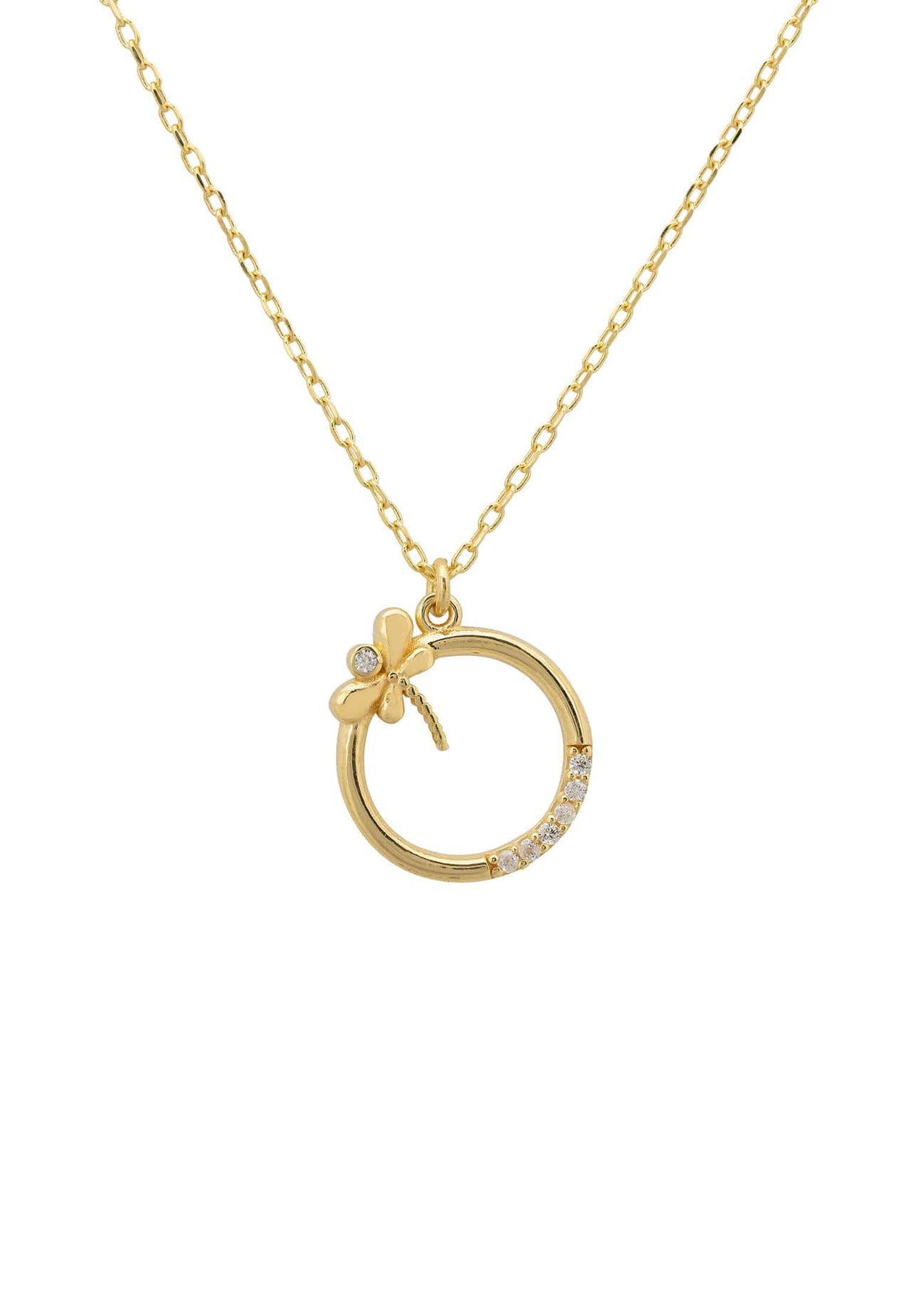 LATELITA - Dragonfly Halo Necklace Gold -