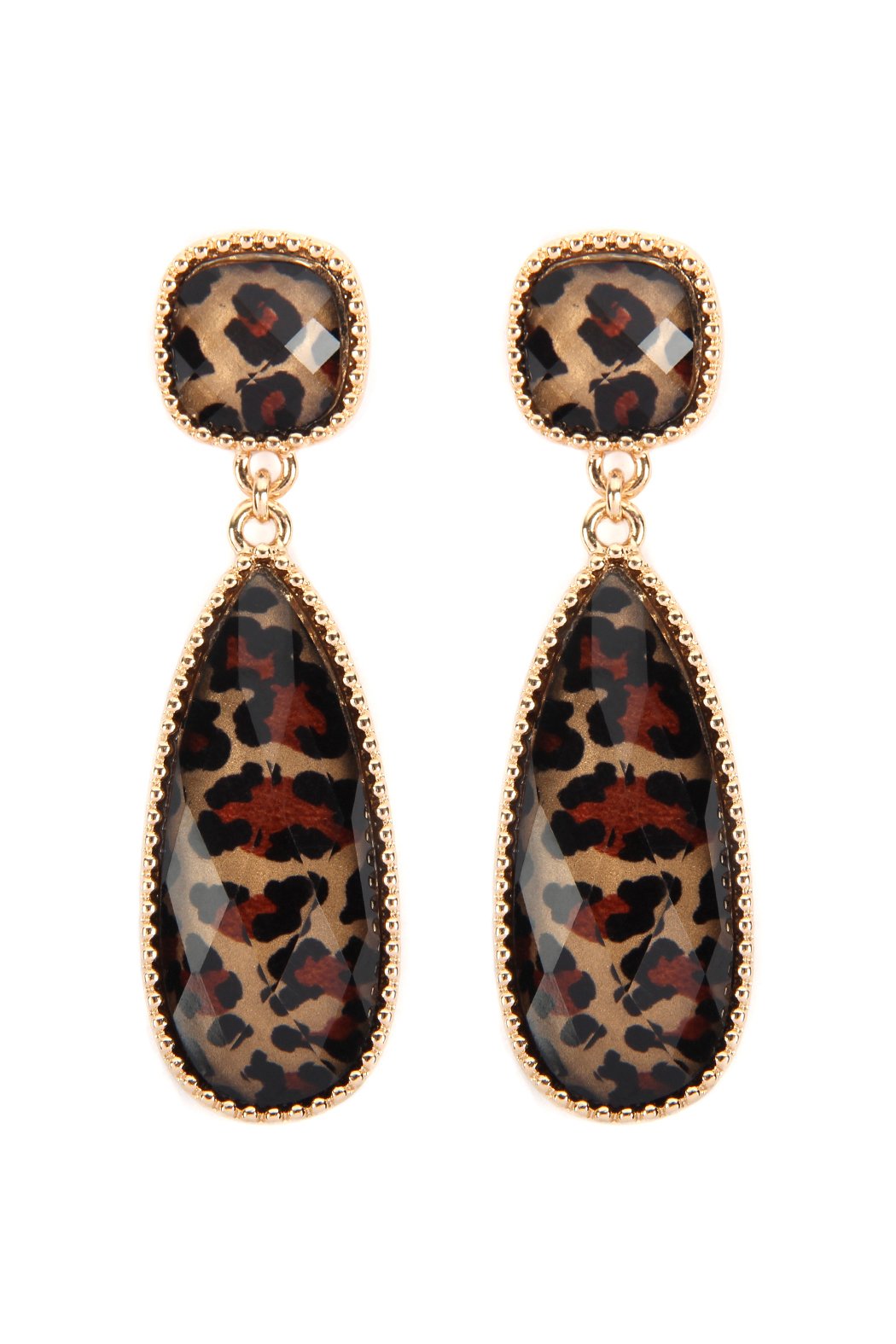 Glitter Leopard Post Dangle Drop Earrings - 4 COLORS -