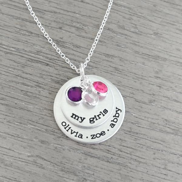 My Girls Necklace With Birthstones -