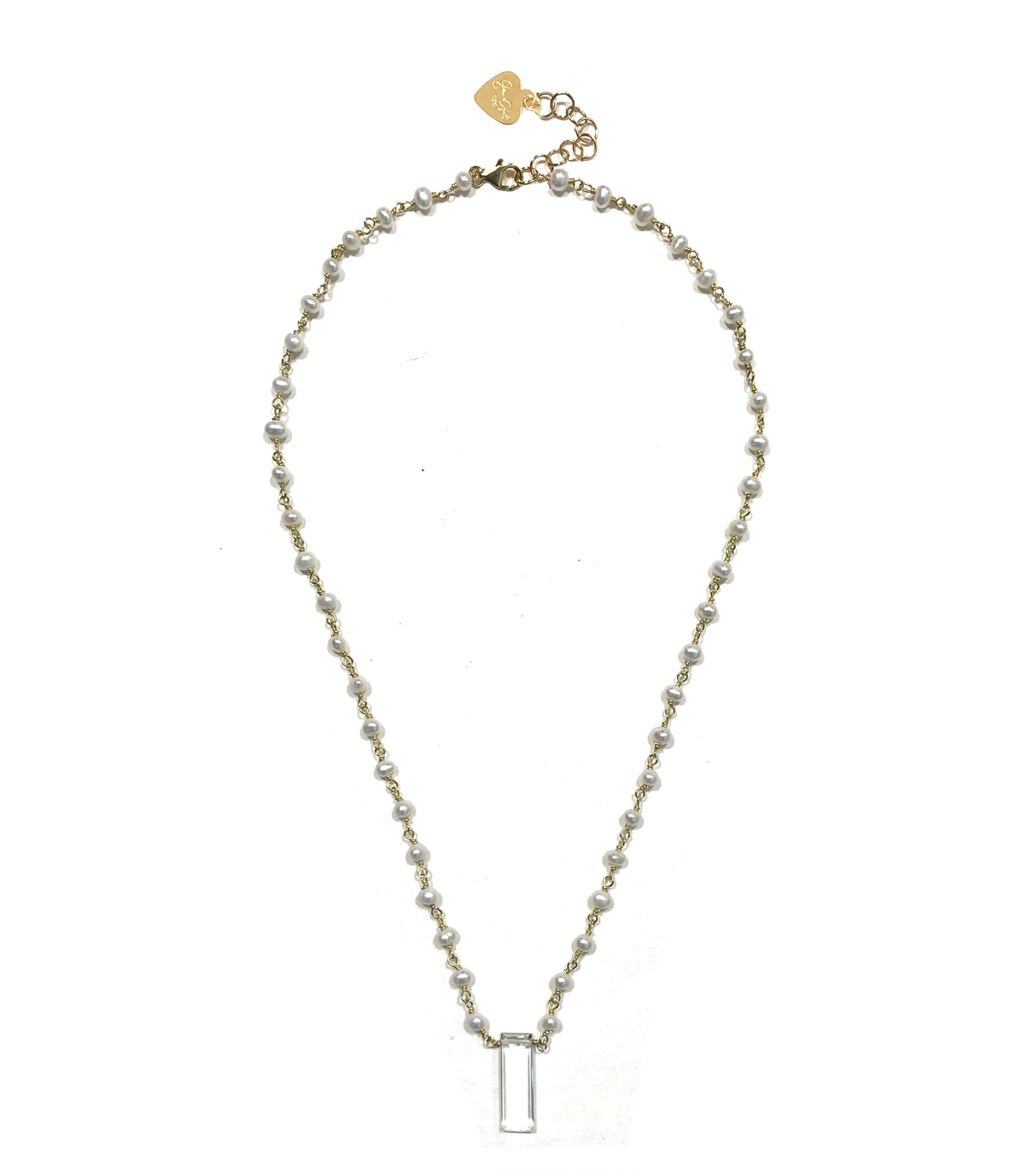 Gena Myint - Pearl With White Topaz Necklace -