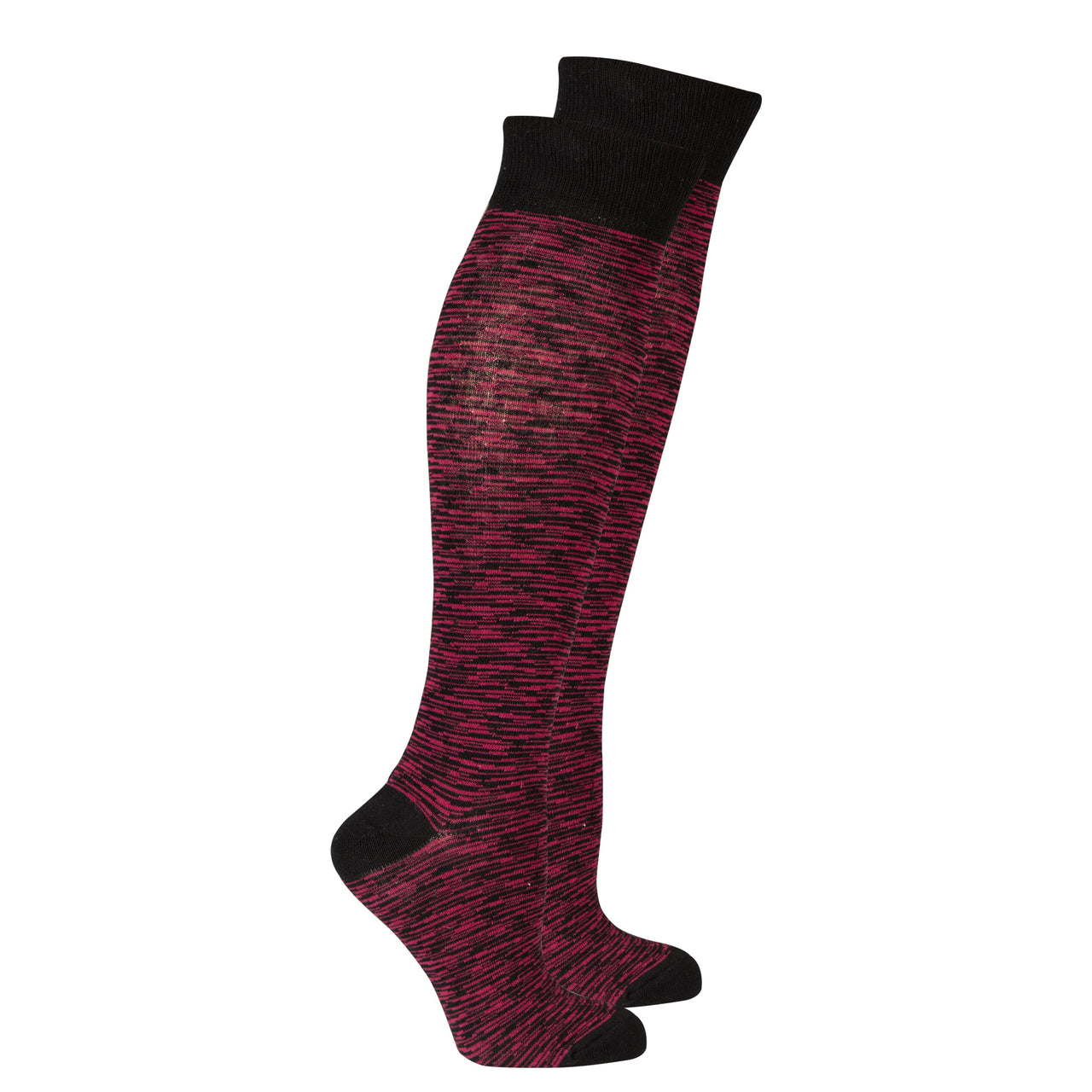 Women's Wine Grizzled Stripe Knee High Socks - 1 COLOR -