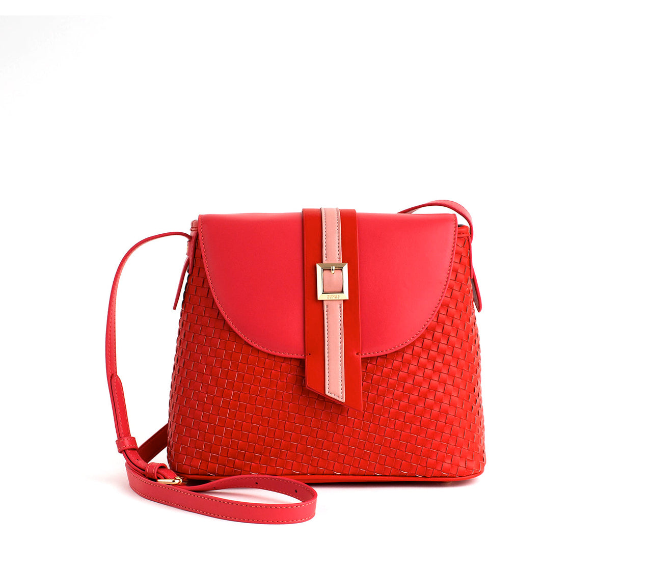 GUNAS NEW YORK - Kate - Red Vegan Basket Weave Bag - 1 COLOR -